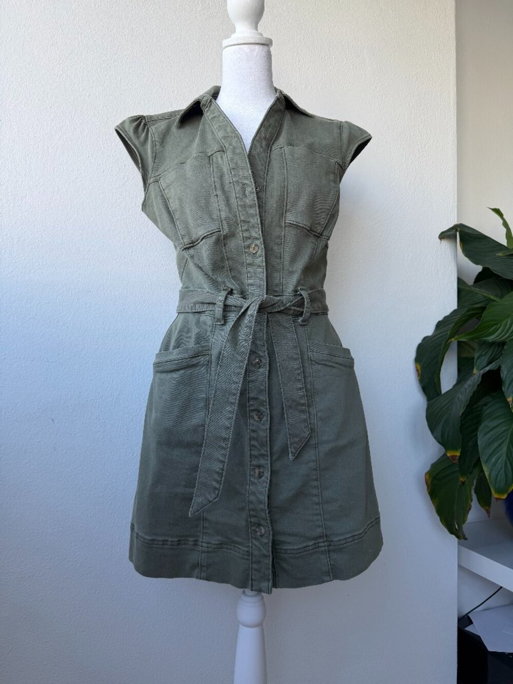 Paige  - size 4 army green stretch denim dress
